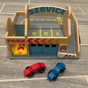 Melissa & Doug Service Station with Red and Blue Cars